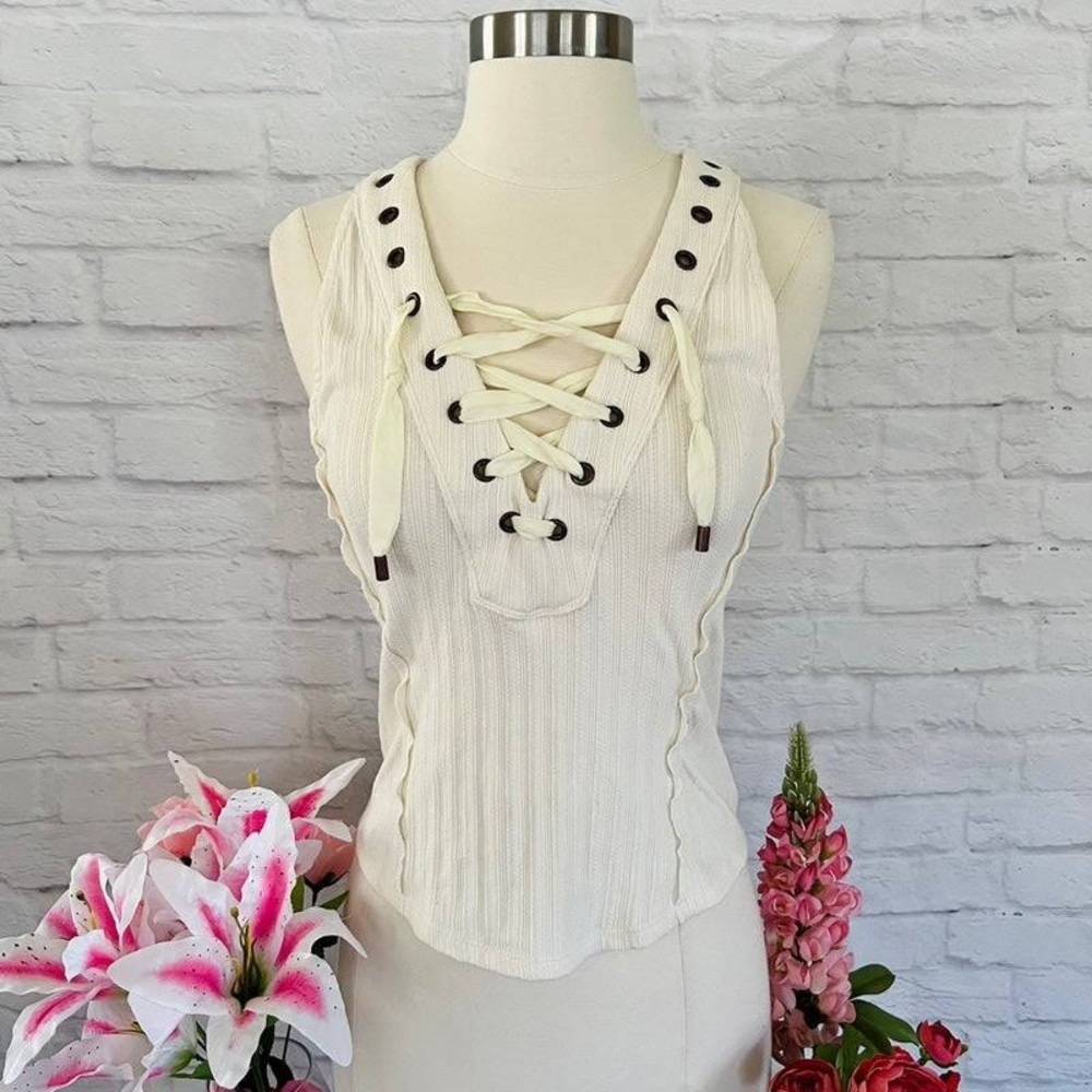 NWT- Free People lace up tank top